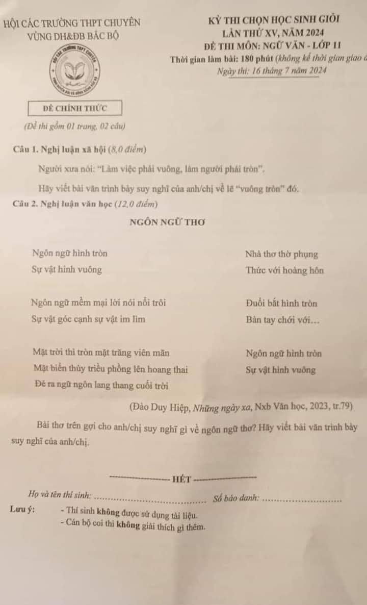 Đề thi Văn chọn học sinh giỏi các trường THPT chuyên phân tích 2 từ gây tranh cãi - Ảnh 1. Đề thi Văn chọn học sinh giỏi các trường THPT chuyên phân tích 2 từ gây tranh cãi - Ảnh 1.